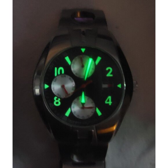 Tommy Hilfiger Mens Stainless Steel Watch F90181 Dial Multifunction Glow Hands - Picture 2 of 14